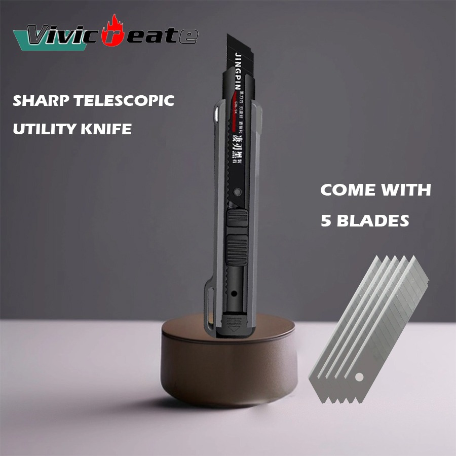 

Vivicreate Precision Tool Knife, Knife, Sharp, Fast Cutting, Stainless Steel Blade, Cutting Without Shaking, Blade Replaceable, 5 Blades, Uk-006