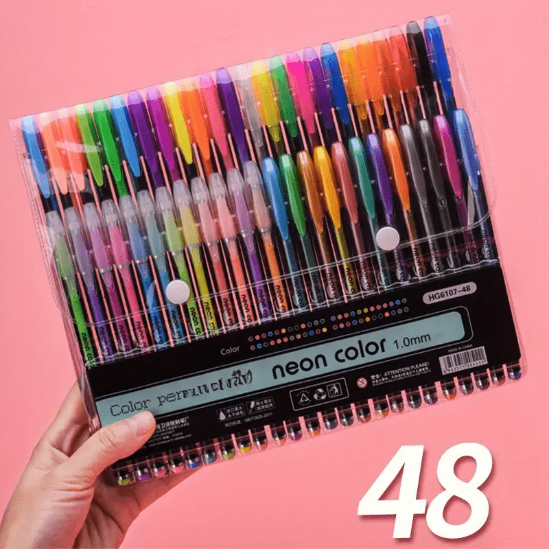 

48pcs Gel Pens Glitter Neon Gouache Metallic Drawing Pen School Stationery