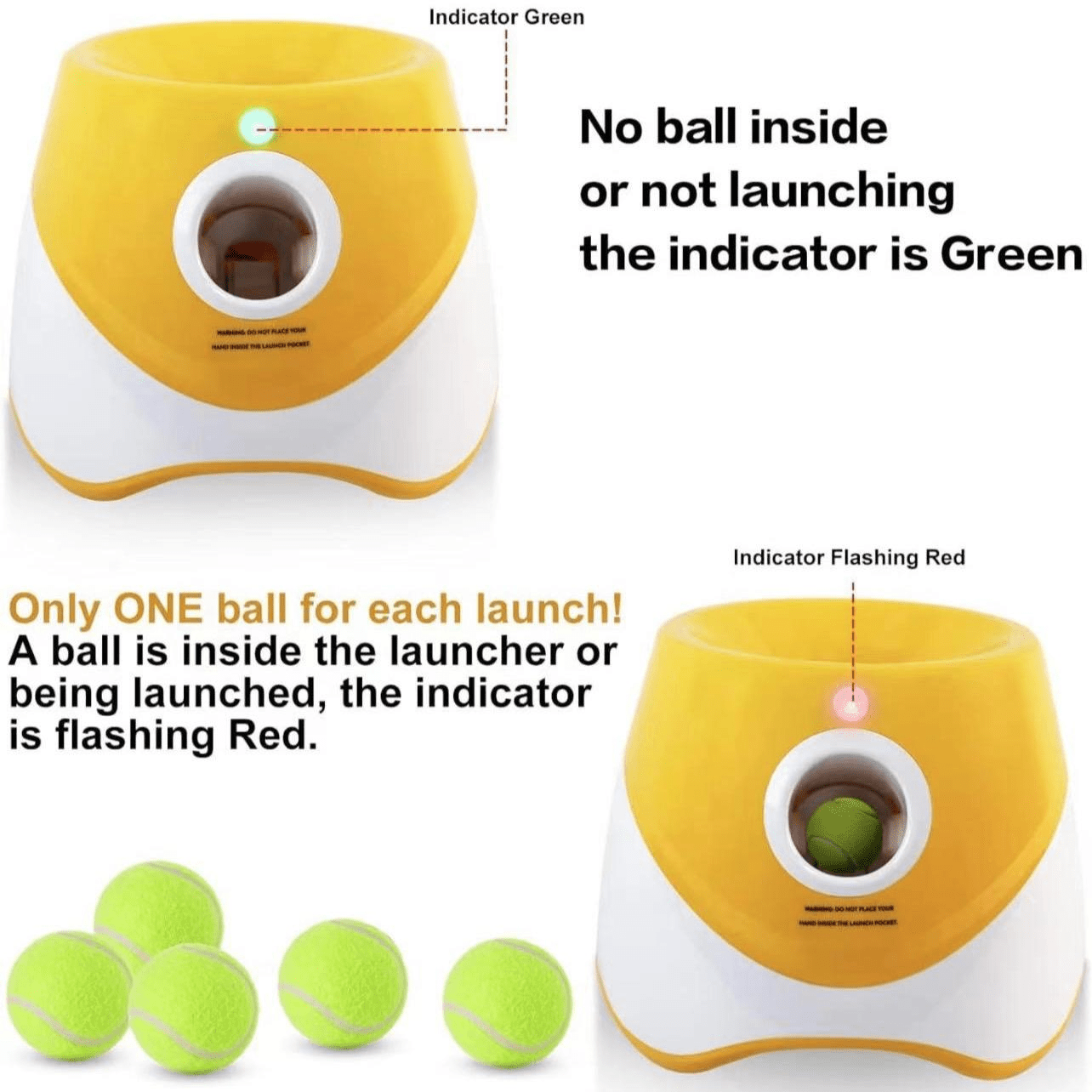 automatic dog ball launcher with 3 distance settings   3 mini tennis balls 2inches interactive indoor outdoor dog toy multiple color options     orange