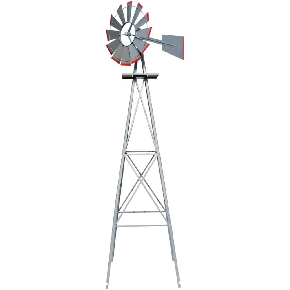 

8ft Ornamental Windmill Backyard Garden Decoration Weather Vane, Heavy Duty Metal Wind Mill W/ Design