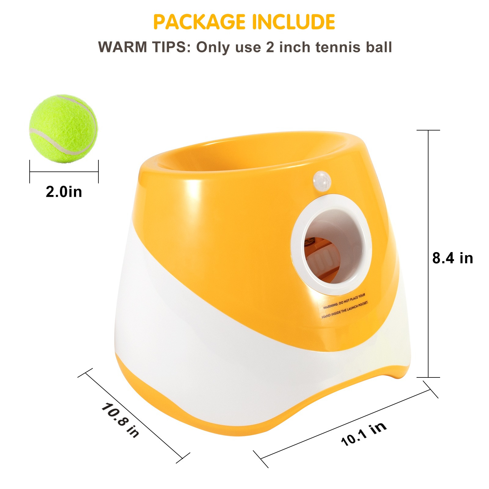 automatic dog ball launcher with 3 distance settings   3 mini tennis balls 2inches interactive indoor outdoor dog toy multiple color options     orange