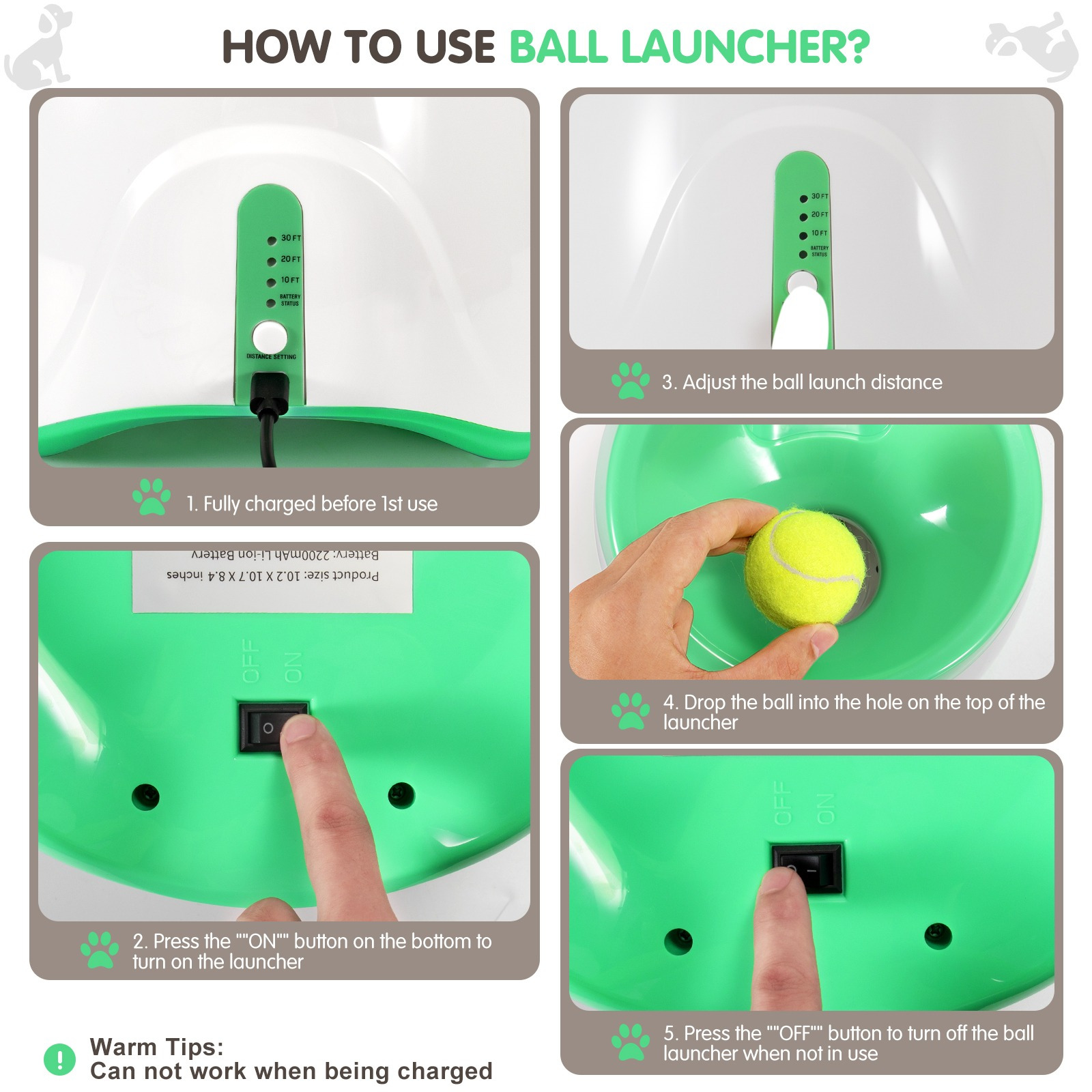 automatic dog ball launcher with 3 distance settings   3 mini tennis balls 2inches interactive indoor outdoor dog toy multiple color options     orange