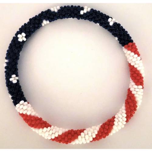 set of 2 handmade american flag glass beaded bracelets nepal glass bead beaded bracelets glass seed bead crochet bangles for men women nepal artisanship patriotic wrist wear