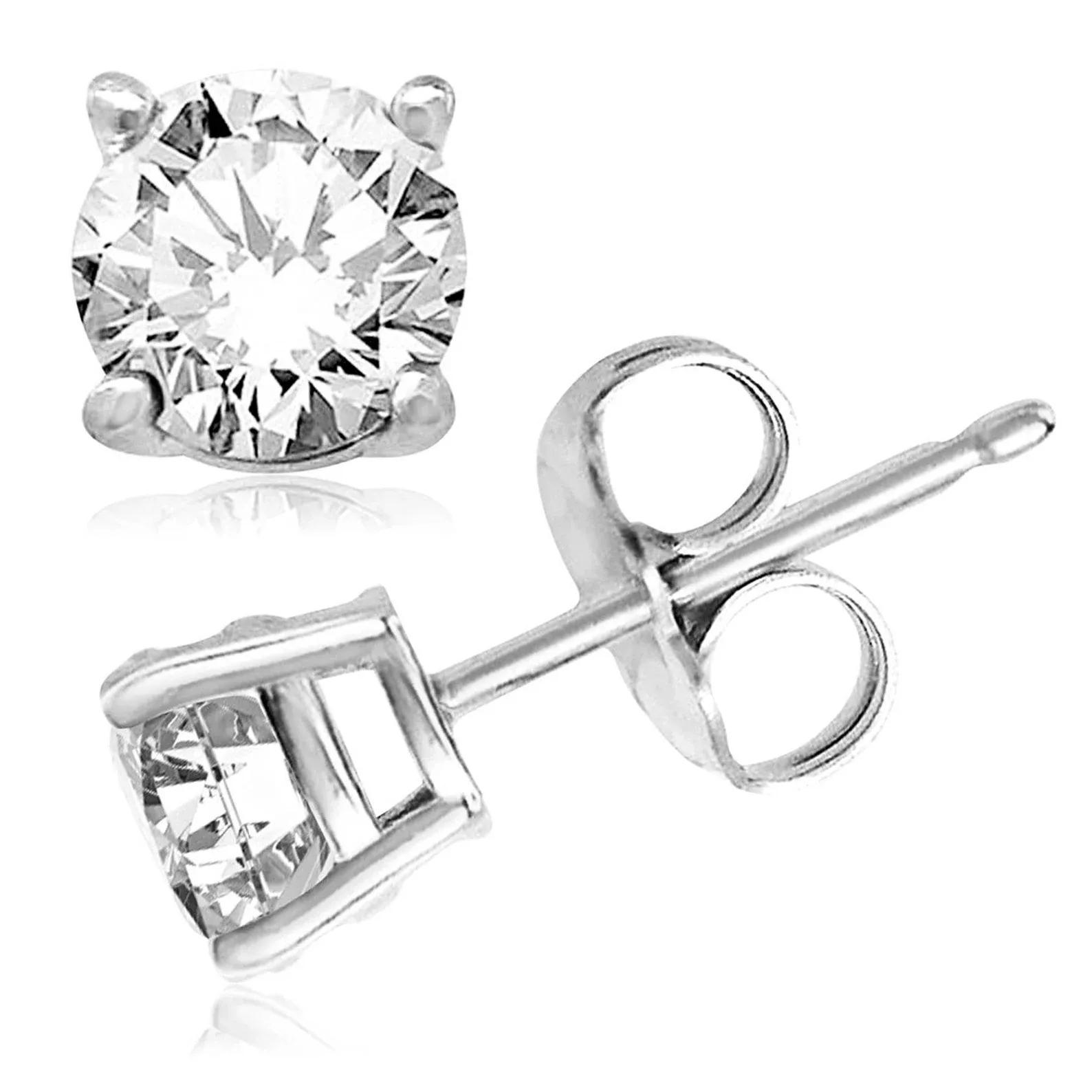 

1 Pair 925 Sterling Silver 3mm-10mm Round Cubic Zirconia Stud Earrings For Women, Push Back Earrings, Jewelry Gift,elegant , High-quality Fine Jewelry