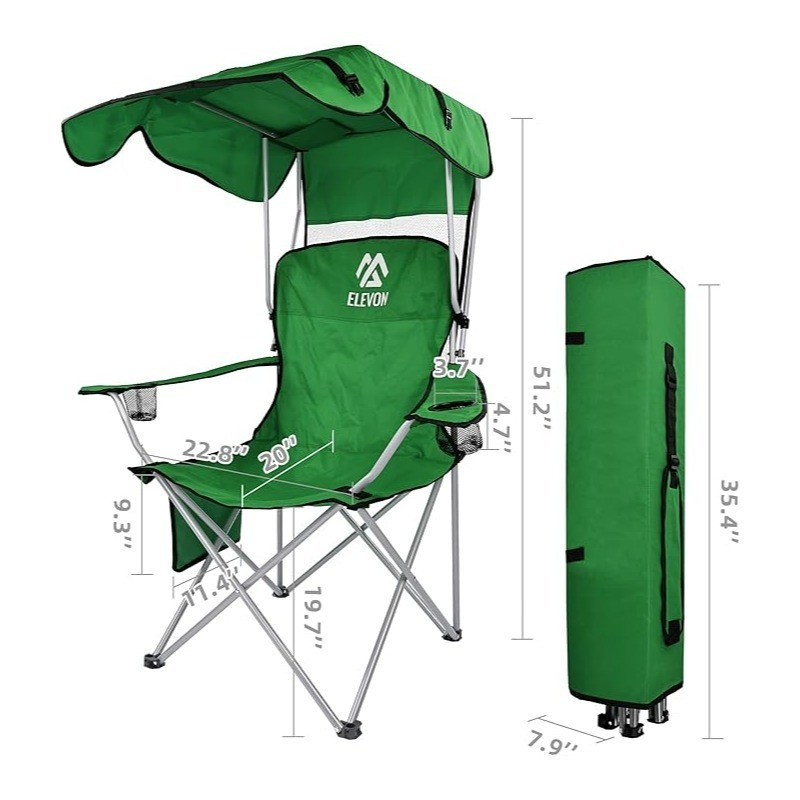 TEMU Canopy Chair Folding Camping Recliner Support With Carrying Bag