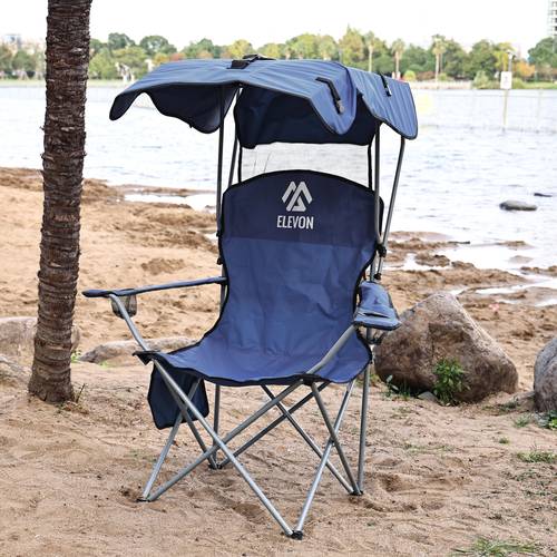 canopy chair folding camping recliner support with carrying bag