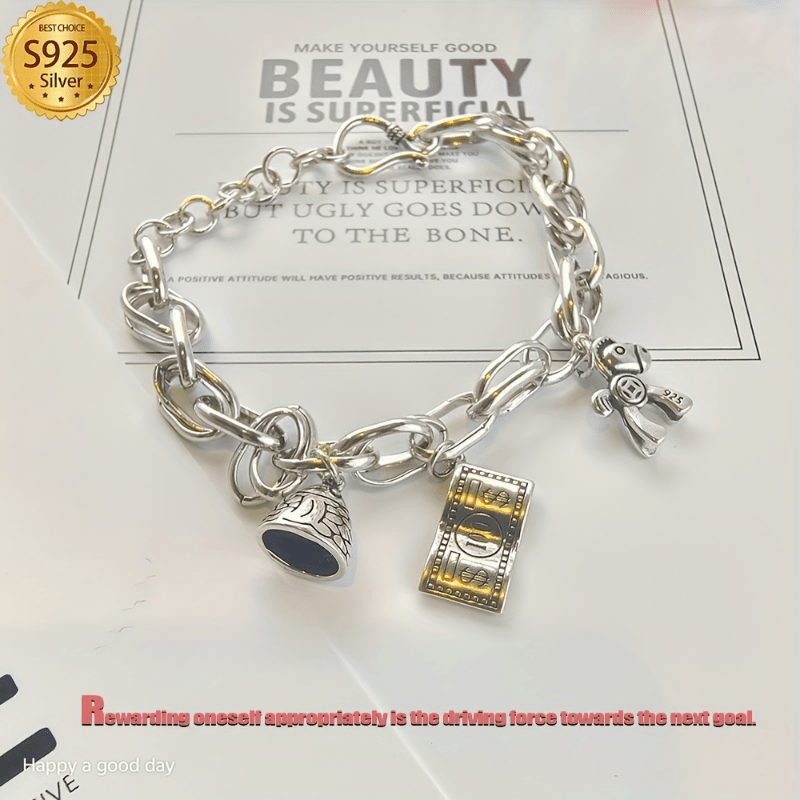 

925 Bracelet, "wealth Is " , , And , And Pendant, - For Women