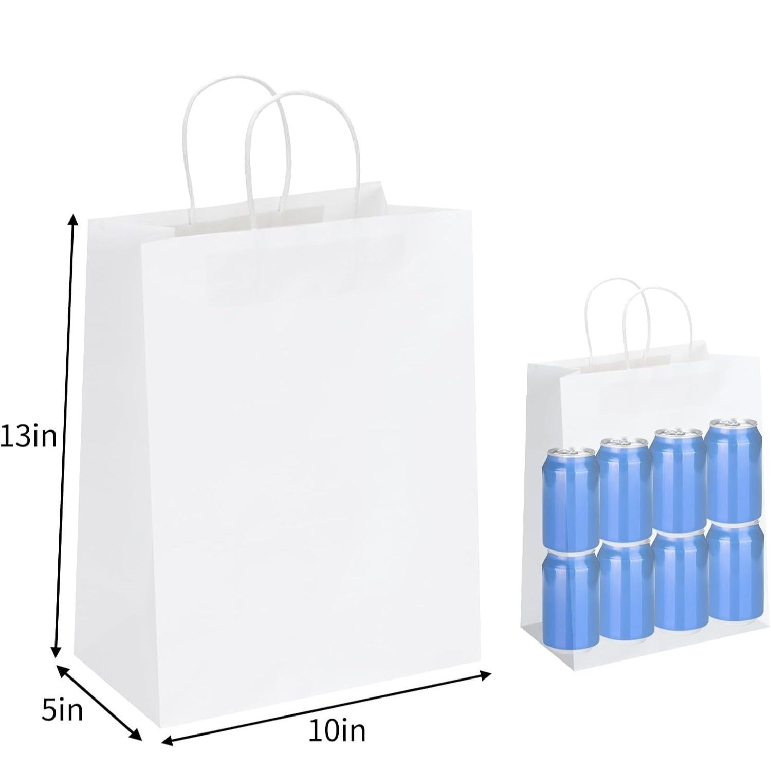 

10x5x13 Kraft , Shopping Gift Tote For Small Retail Grocery Merchandise