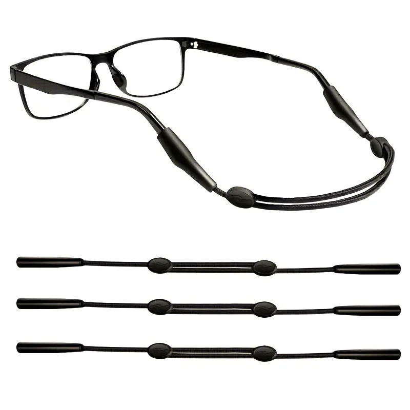 

3pcs 3-pack Adjustable Silicone Glasses Straps For , Stretchable Eyewear Retainers, 9- Inch Sports Glasses Holders