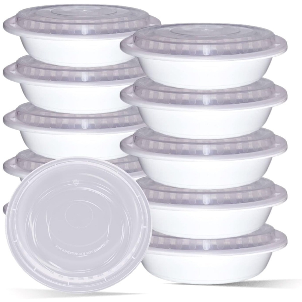 

Pre- Round Plastic Container - 32 Oz Reusable Lid - Salad Bowl - [30 Packs ]