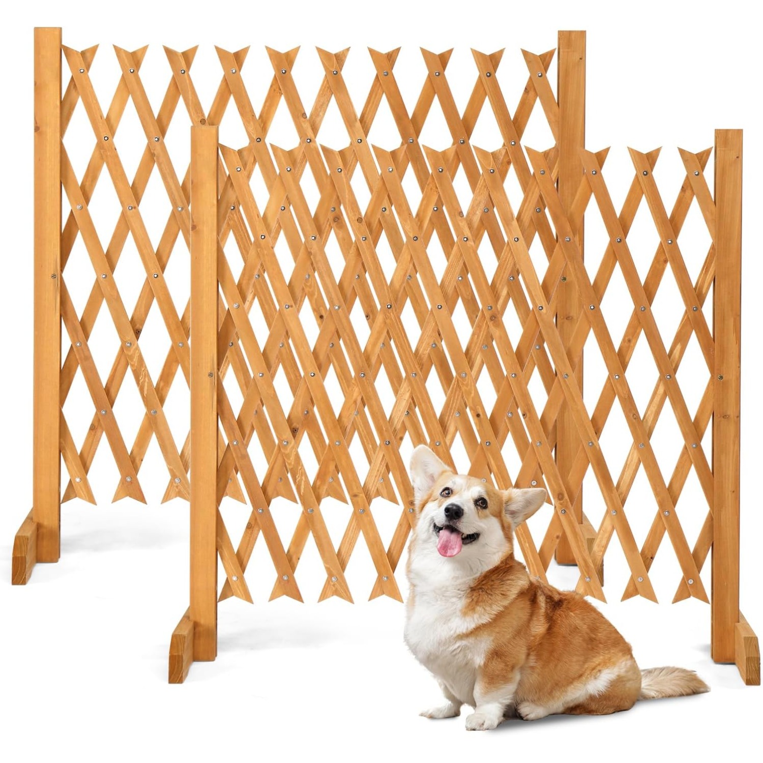 

2 Packs Extendable , 27.55 Freestanding Wood Retractable Pet For