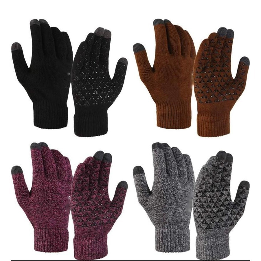 

Winter Knit Gloves Touchscreen Fingers Anti-slip Warm Texting Smart Phone Gloves For Women And Men 4pairs (dj22-4-2)