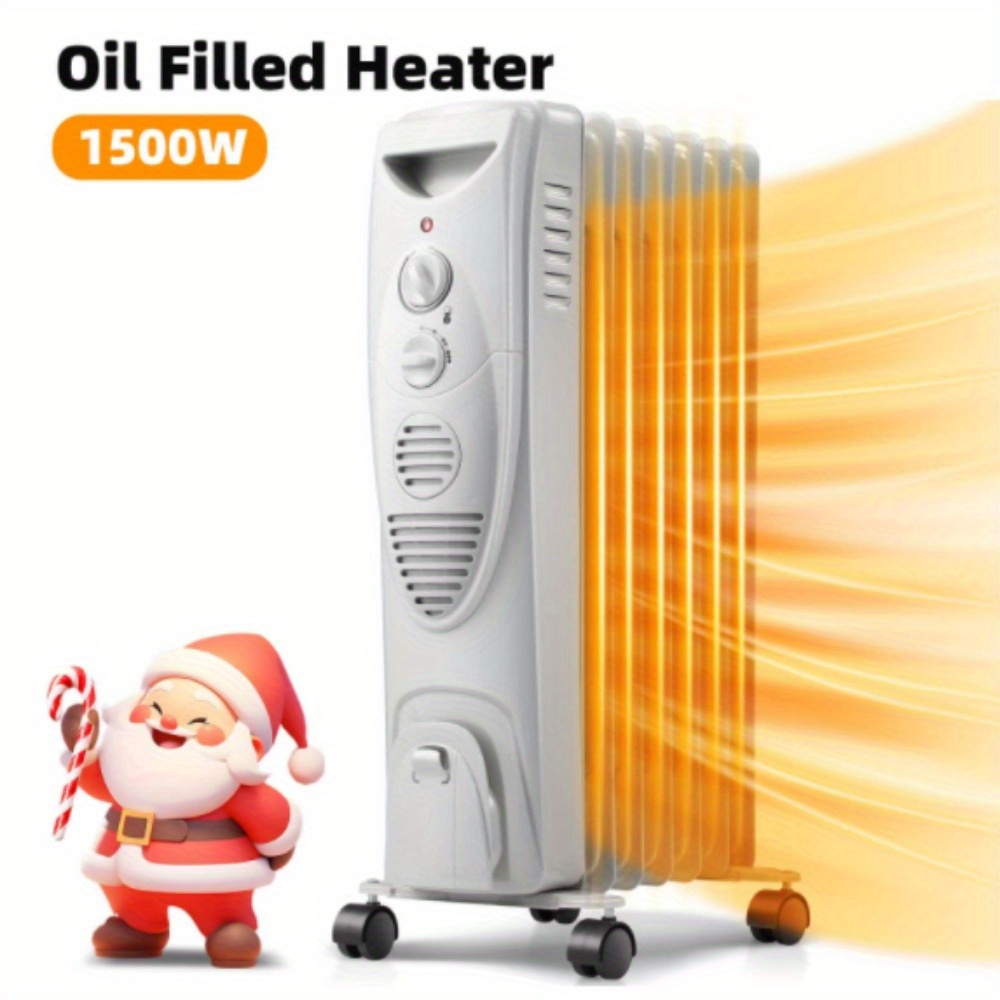 

Electric Oil-filled Radiator Space Heater, Thermostat Indoor And Indoor Heaters, Easy To Store And Move, 3 /900w/1500w, For New Years