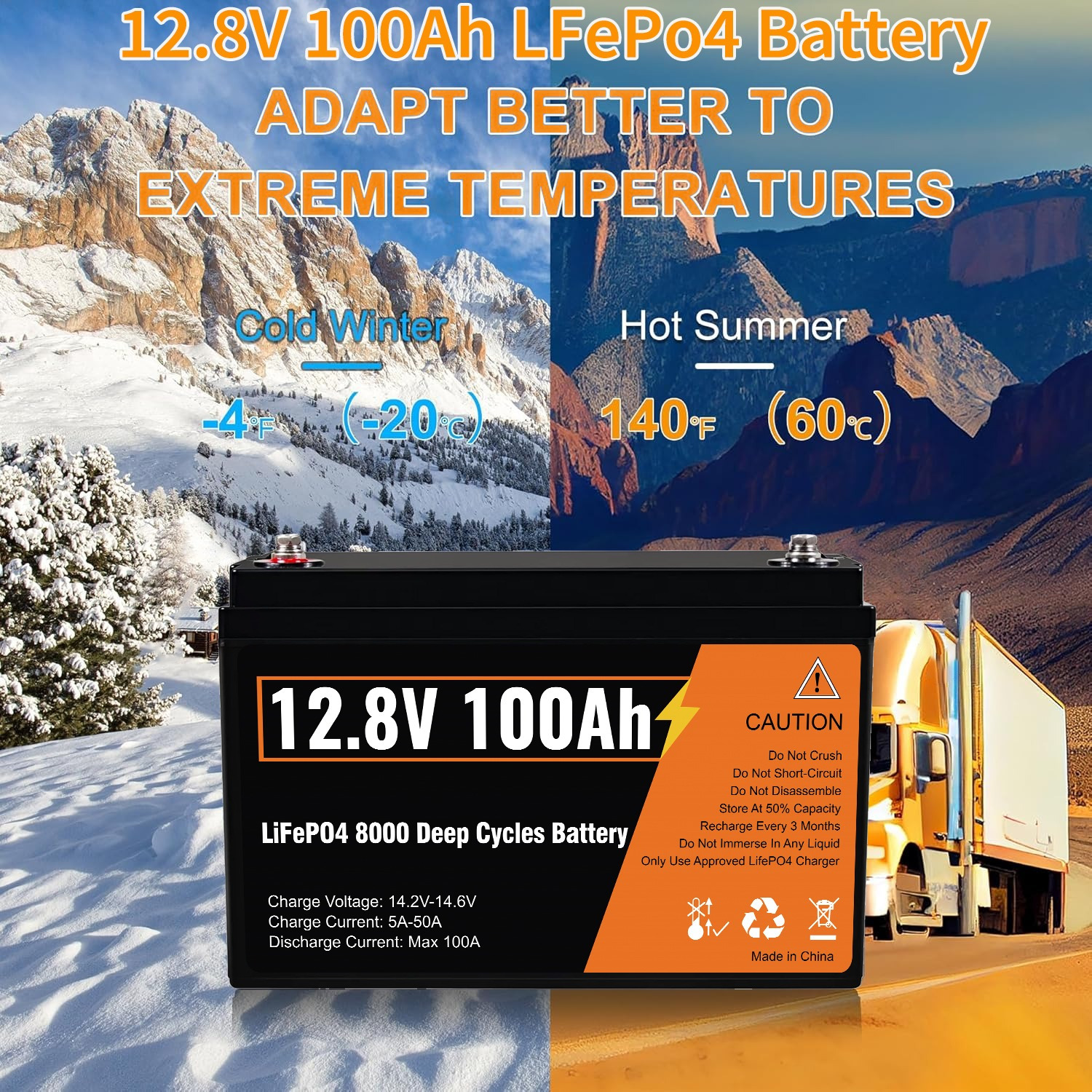 12 8v 100ah lifepo4 lithium deep built in 100a - Temu