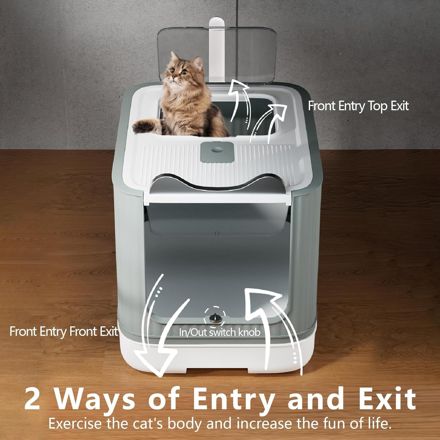 TEMU Fully Enclosed Cat Litter Box Top Entry, Upgraded Covered Litter Box With Lid, Anti-splashing Easy To Clean Covered , 3 Cat Can Use From Kitten To Adult