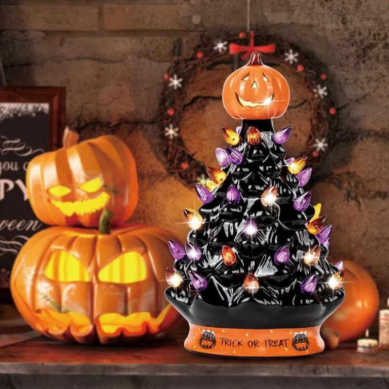 

Christmas Tree - Halloween Decoration , - Decoration-trick Or Treat- Over 35 Bulbs, Led Up By Battery - , 9