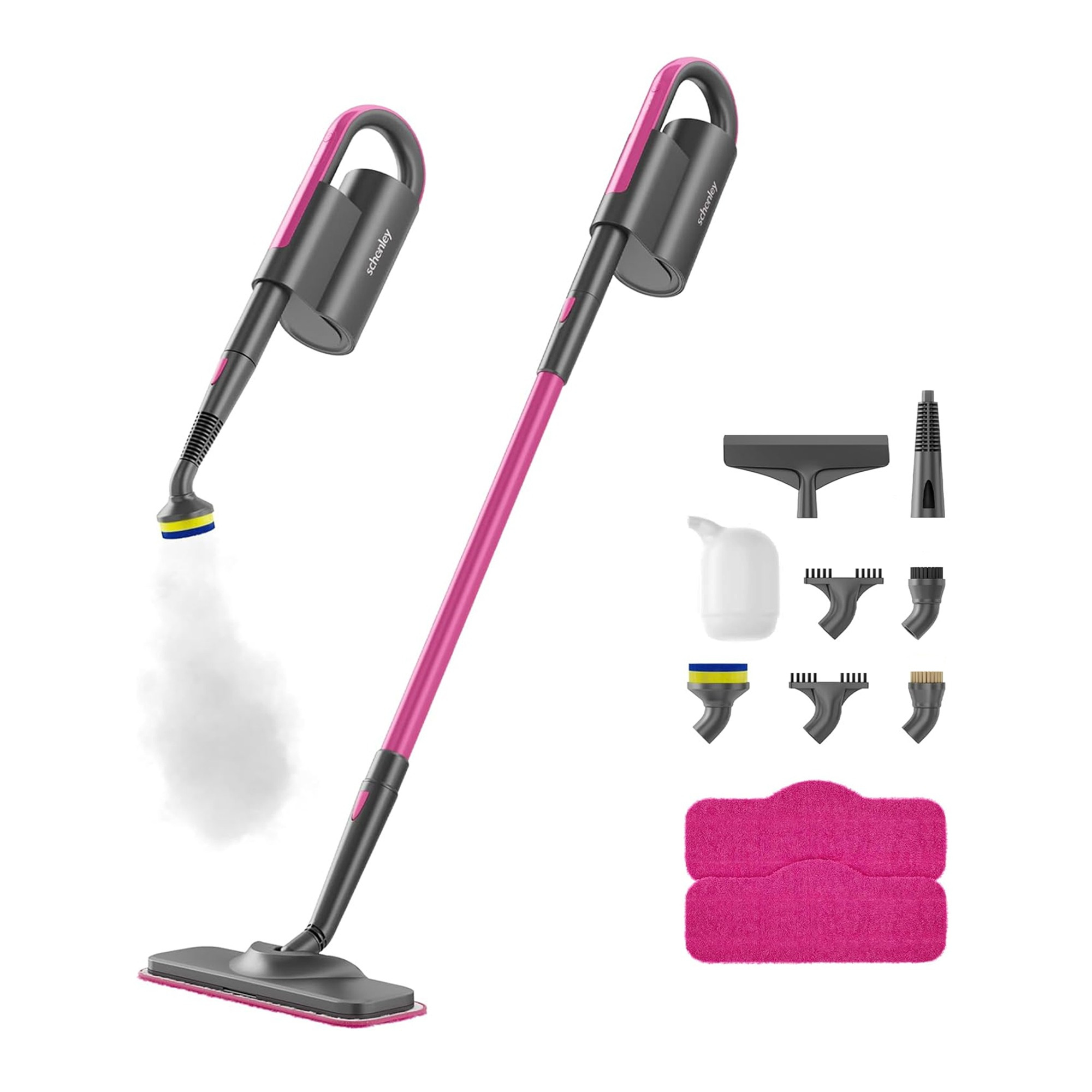 

Schenley Steam Mop Cleaner With Detachable Handheld Steamer For Cleaning Hardwood, Laminate Floor, Tiles And Grout, With 7-in-1 Accessories And Washable Microfiber Pads