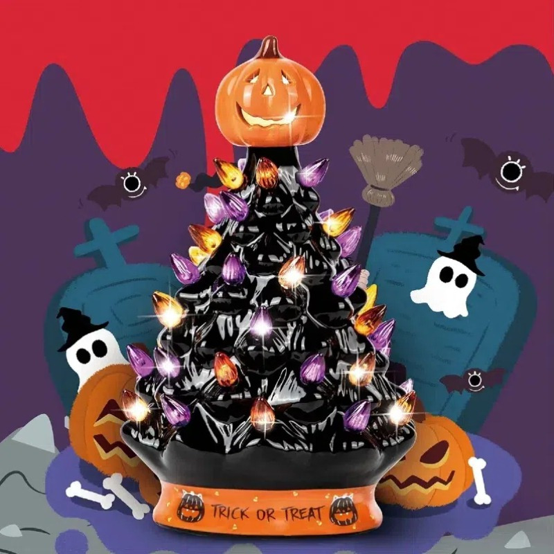 

Halloween/christmas Tree - Halloween Decoration , - Decoration-trick Or Treat- Over 50 Bulbs, Led Up By Battery - , 15