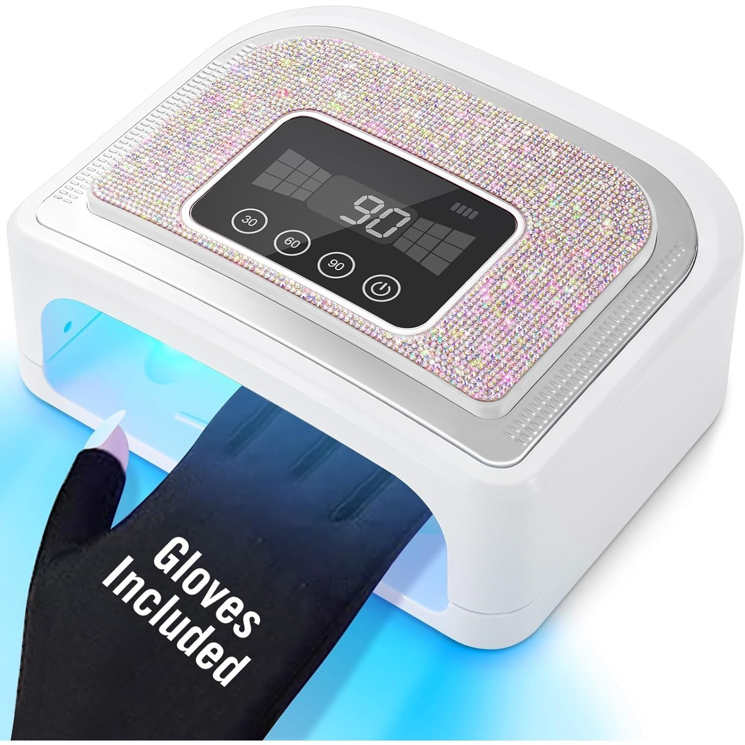 

Rechargeable Nail Lamp, 120w Cordless Uv Nail Lamp For Gel Nails, Led Nail Lamp With 4 Timer , Gel Nail Light Decorate With Sparkling Nail Rhinestones Diamond