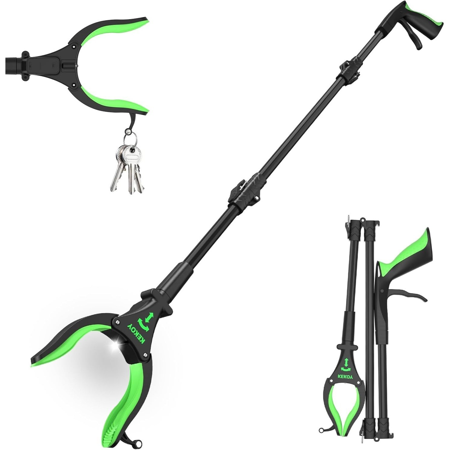 

2pcs 32" Long Tool, For Elderly Lt Reaching Tool , Tool Rotating Jaw & , Folding Pickerupper Trash