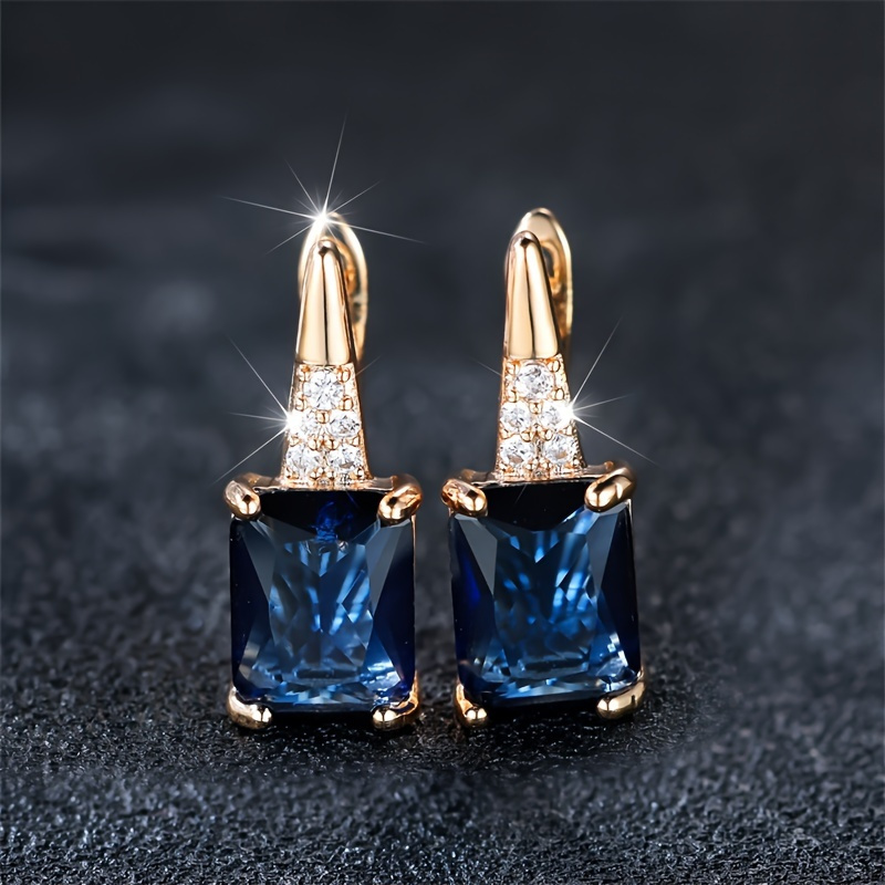 

Women' Square Blue Zirconia Earrings Pair, Jewelry