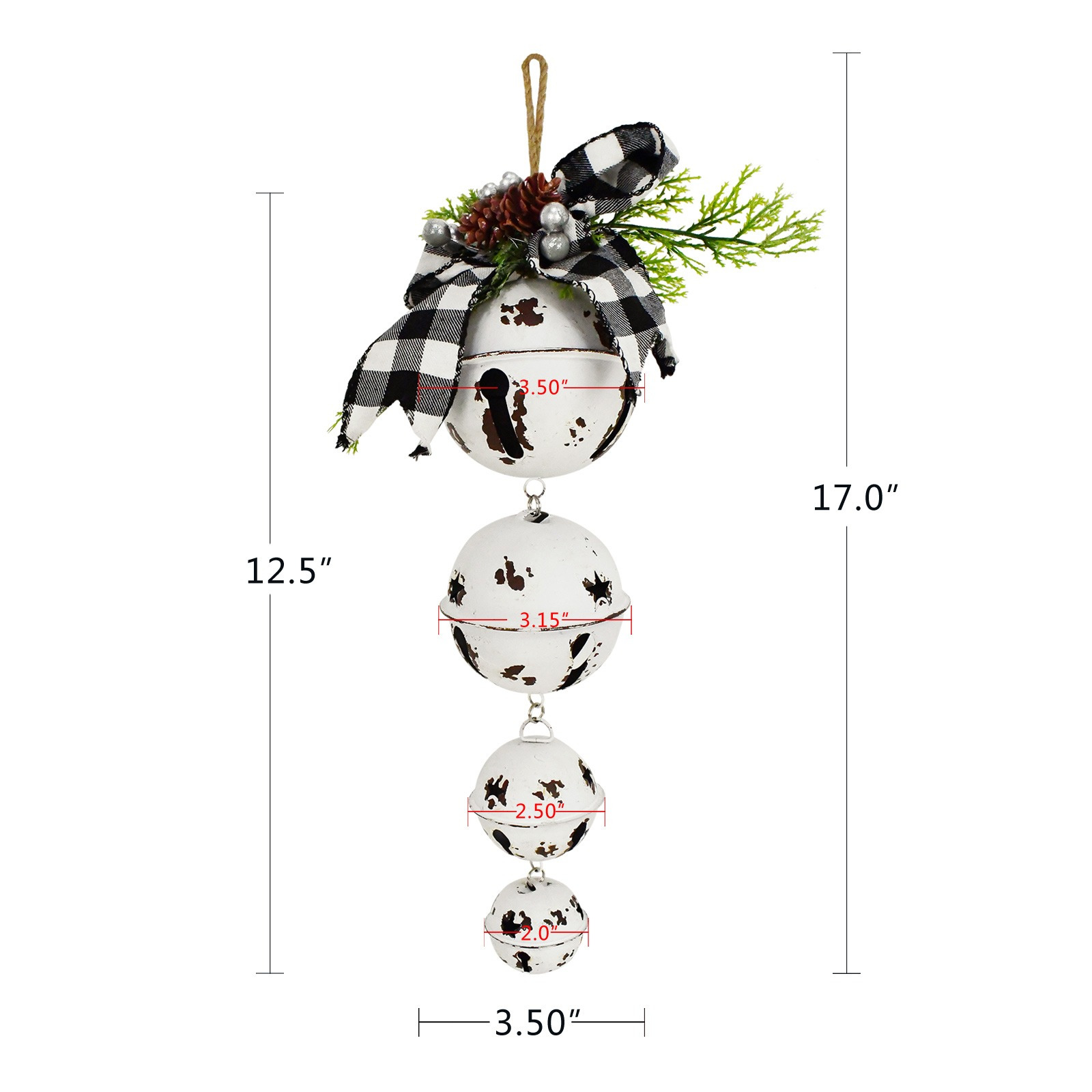 

17" Length Christmas Decoration , And – 4- Set Of Iron , Hanging Decorative Christmas , Metal And , And Christmas Hanging On A 17" X 3.5" X 3.5