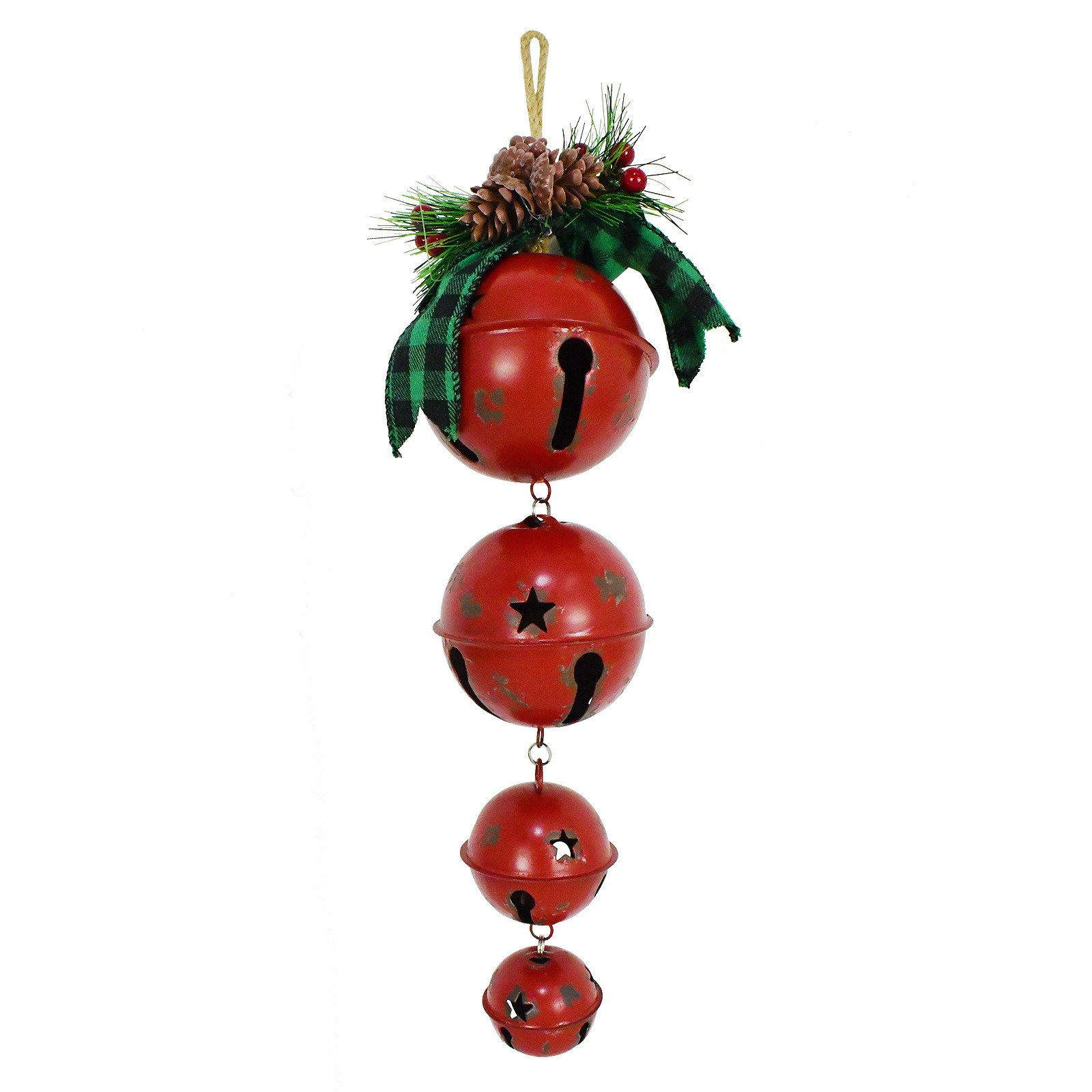 

17" Length Christmas Red Decoration , And – 4- Set Of Iron , Hanging Decorative Christmas , Metal And , And Christmas Hanging On A 17" X 3.5" X 3.5