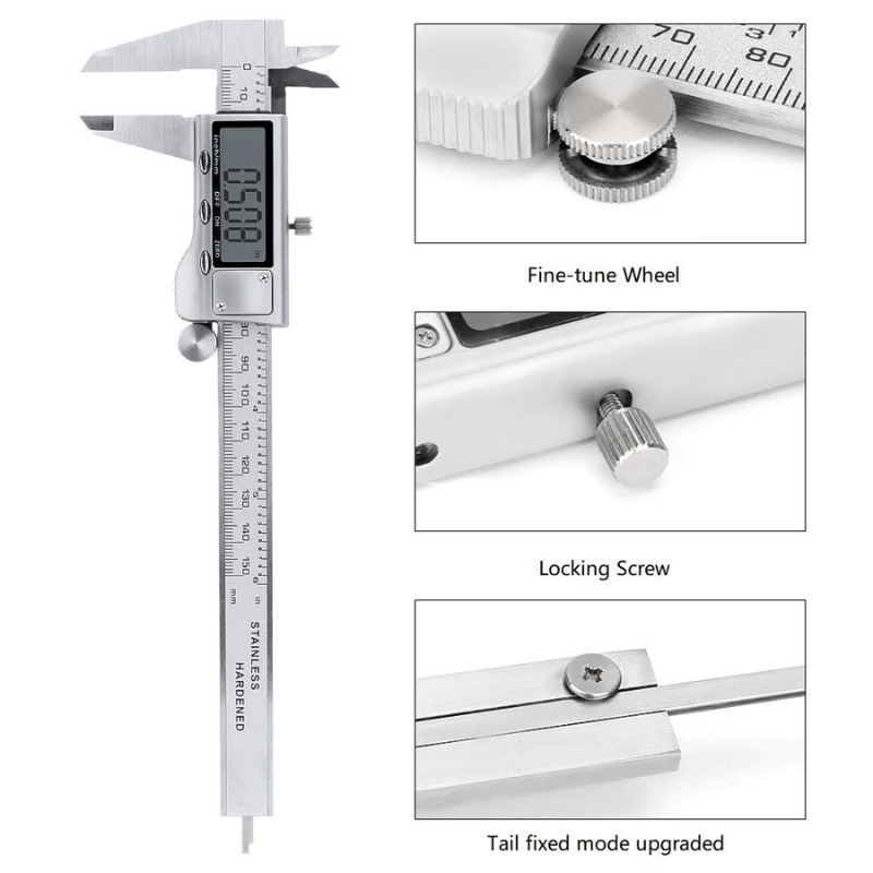 

Digital Caliper, Caliper Measuring Tool With Stainless Steel, Electronic Micrometer Caliper With Large Lcd Screen, Auto-off , Inch And Millimeter Conversion (6 Inch/150 Mm)