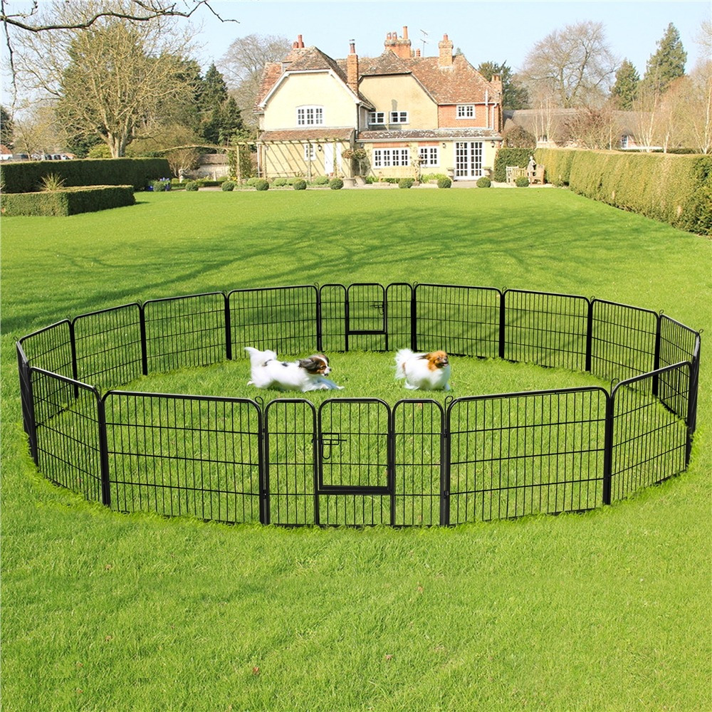 

24" Height 2 Metal Panels Dog Playpen Cat Exercise Barrier Outdoor & Indoor Fence