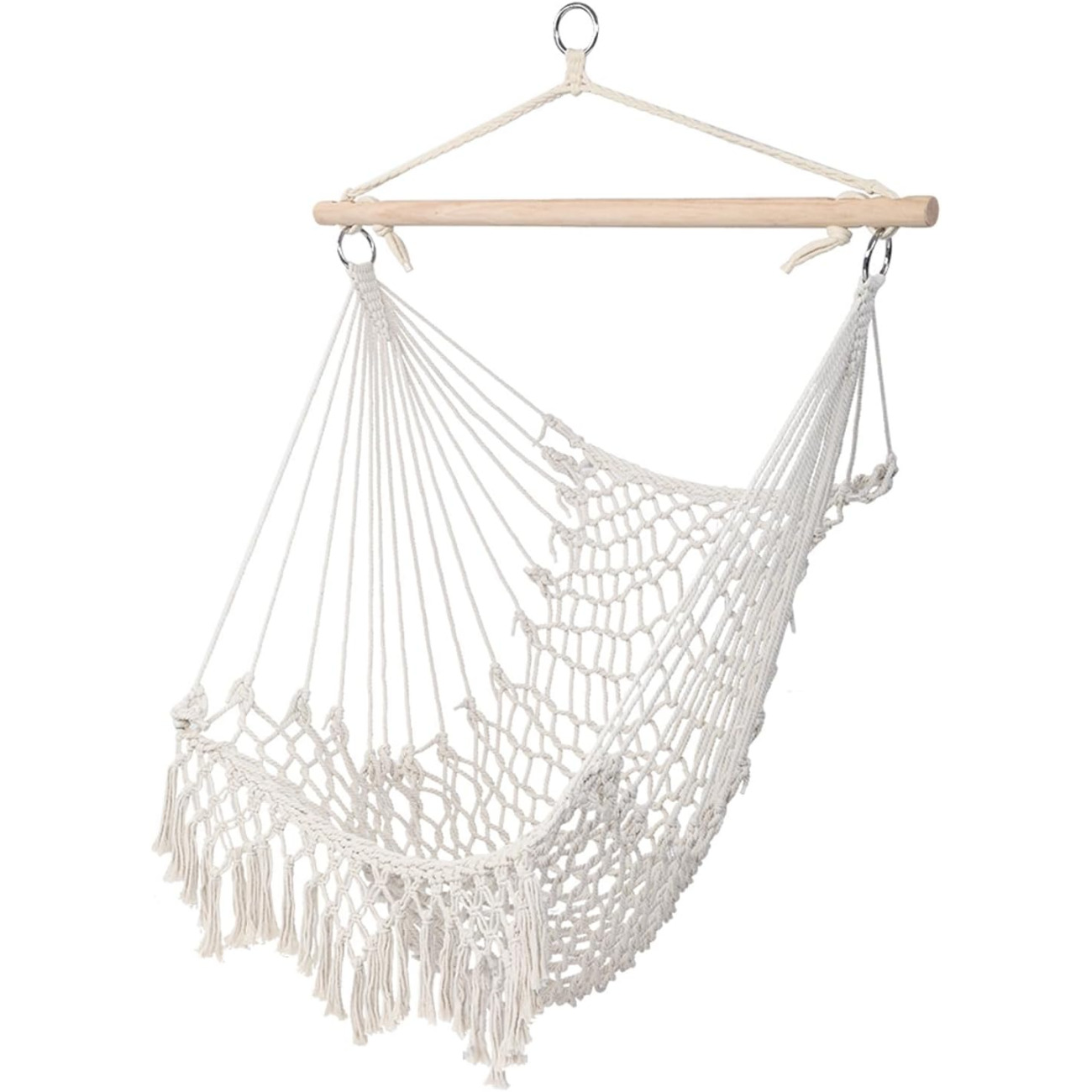 

Chair Hanging Rope Swing, Net Air/ Deluxe Cotton Rope Sling W/tassel For Bedroom, Beach, Yard, Patio, Porch, Garden, Indoor/outdoor Space ()