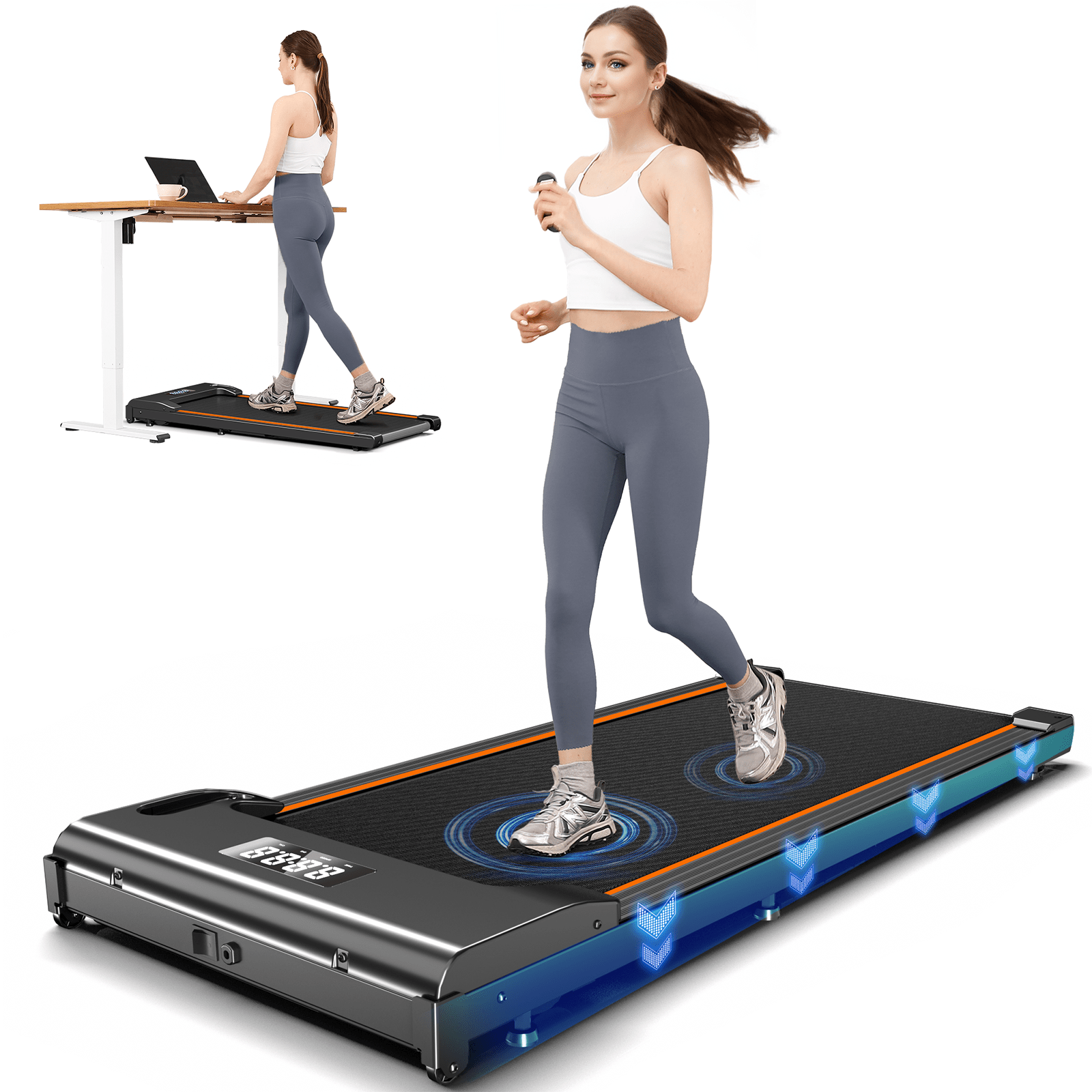 

Portable Under Desk Treadmill, Walking Pad Treadmill, Smart Remote Control With Better Shock Absorption, 265lb Capacity For Walking And Running