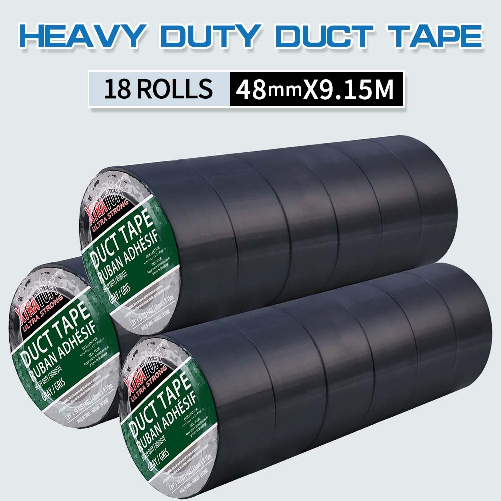 

18 Rolls Black Heavy Duty Duct Tape, 1.89 Inches X , Strong, Flexible, No Residue, And Tear - Bulk Value For Repairs, Industrial, Professional Use