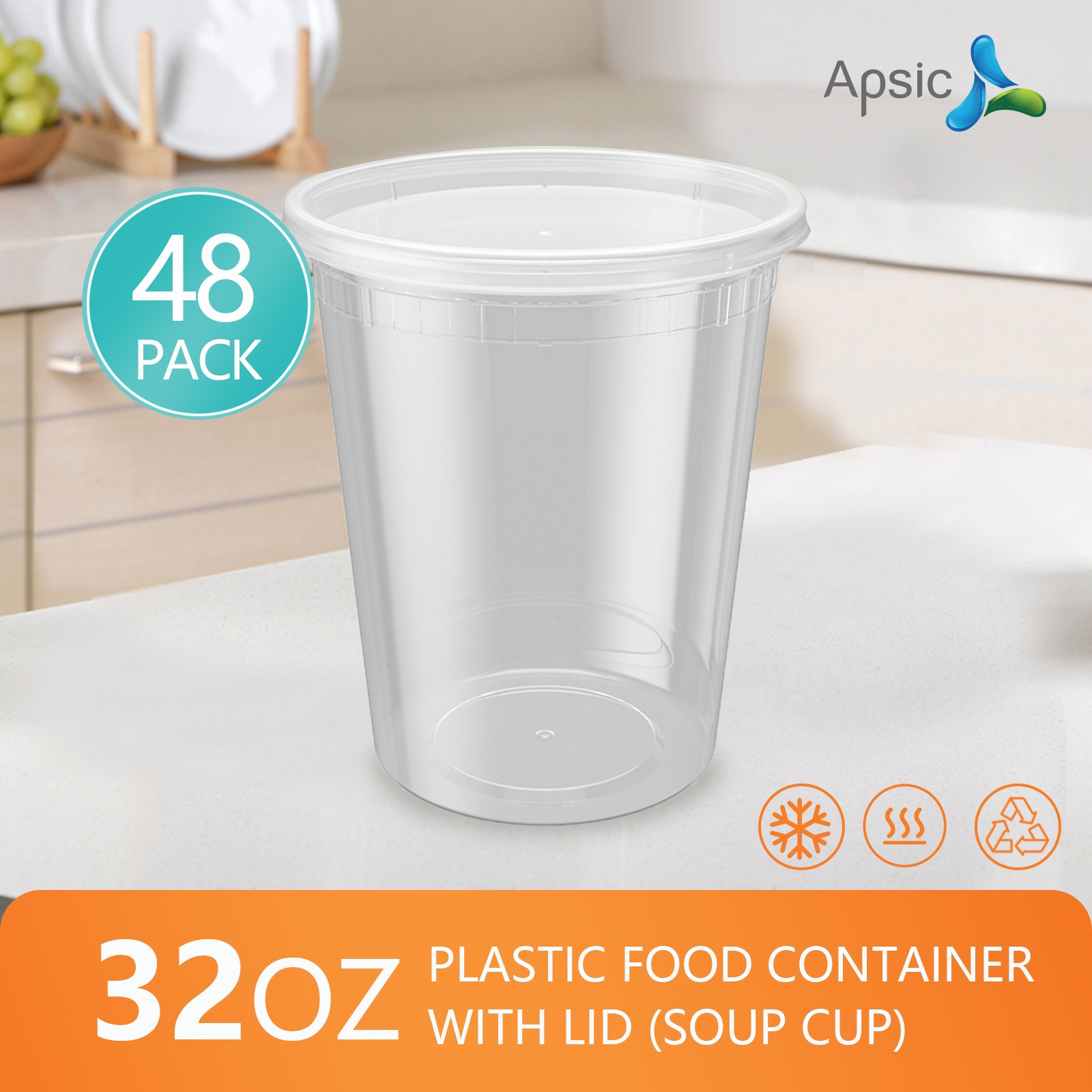 

48 Set 32oz Apsic , -duty Storage , Disposable Plastic Container | | | | /dishwasher/ Safe