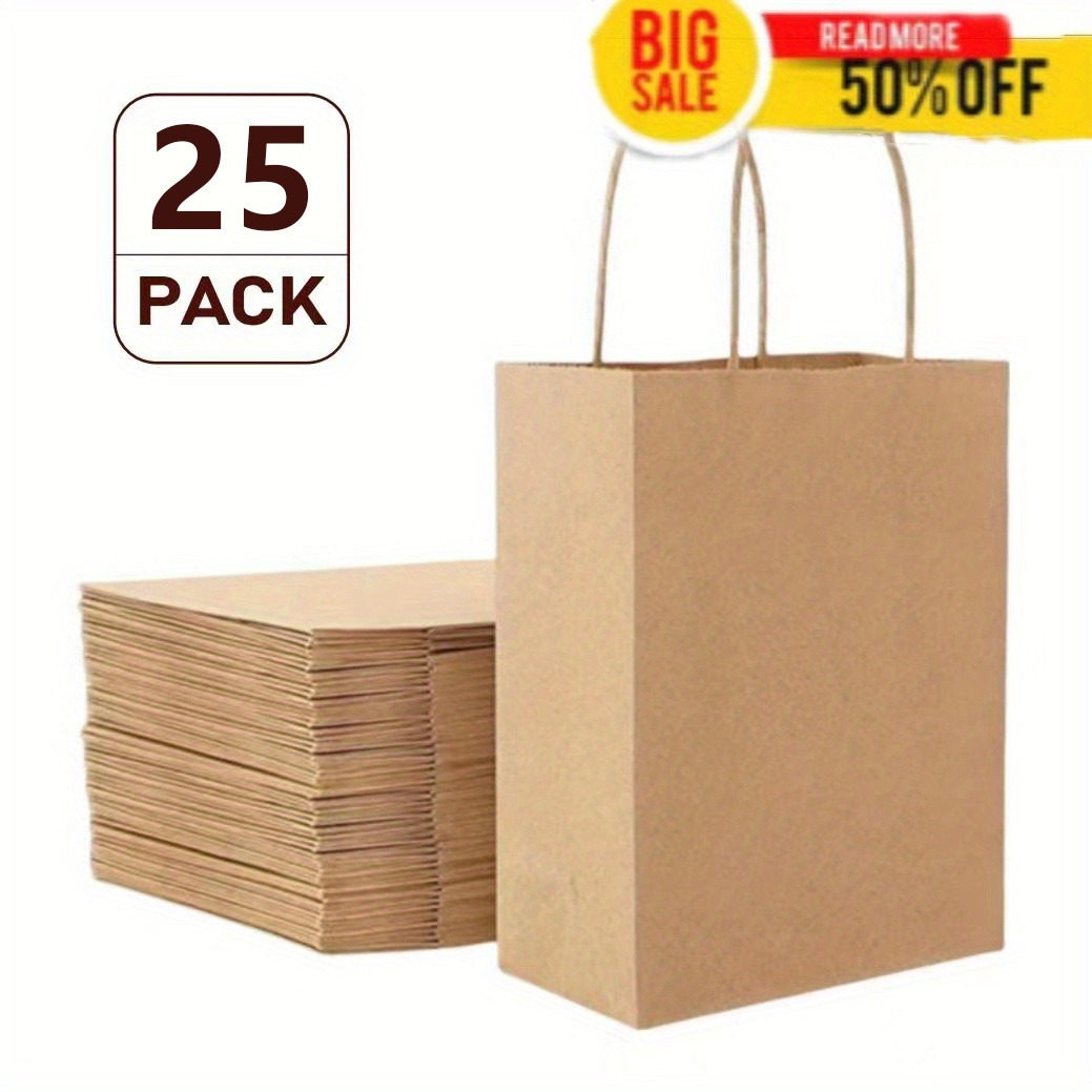 

8x4.5x10.25" 25/100pcs Kraft , Shopping For Small , , Gift , Retail , , Merchandise , , , Sos