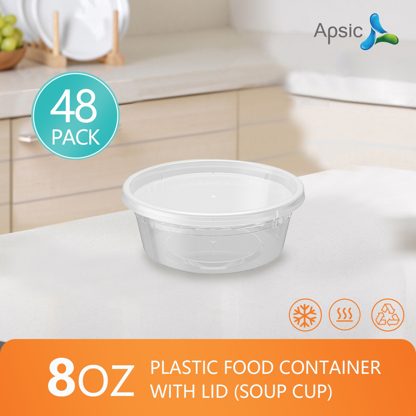 

48 Set 8oz Apsic Food Containers With Airtight , Heavy-duty Soup Storage Containers, Disposable Plastic Meal Prep Container | Bpa Free | Stackable | Leakproof | Microwave/dishwasher/freezer Safe