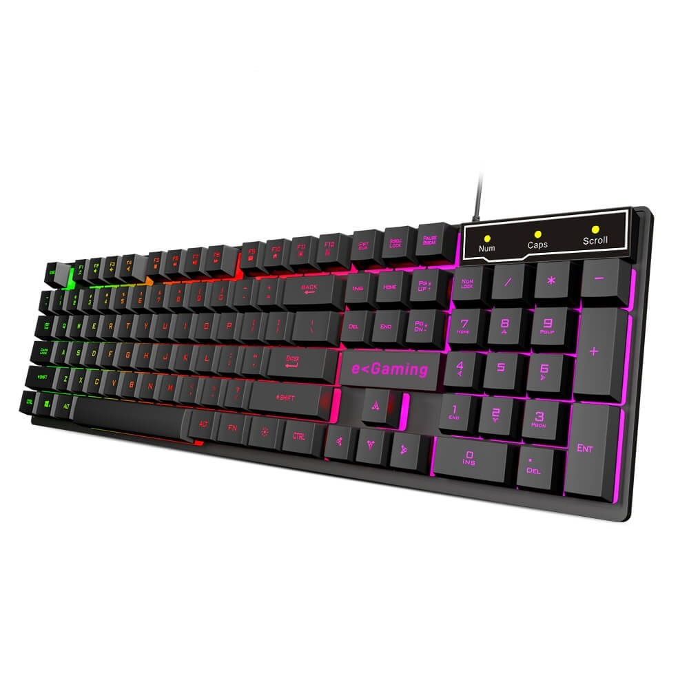 

Wired Membrane Gaming Keyboard With Rgb Led, Usb-a Connection, Quiet Keystrokes, 12 Multimedia Keys - For Computer, Pc, Desktop, Gamer