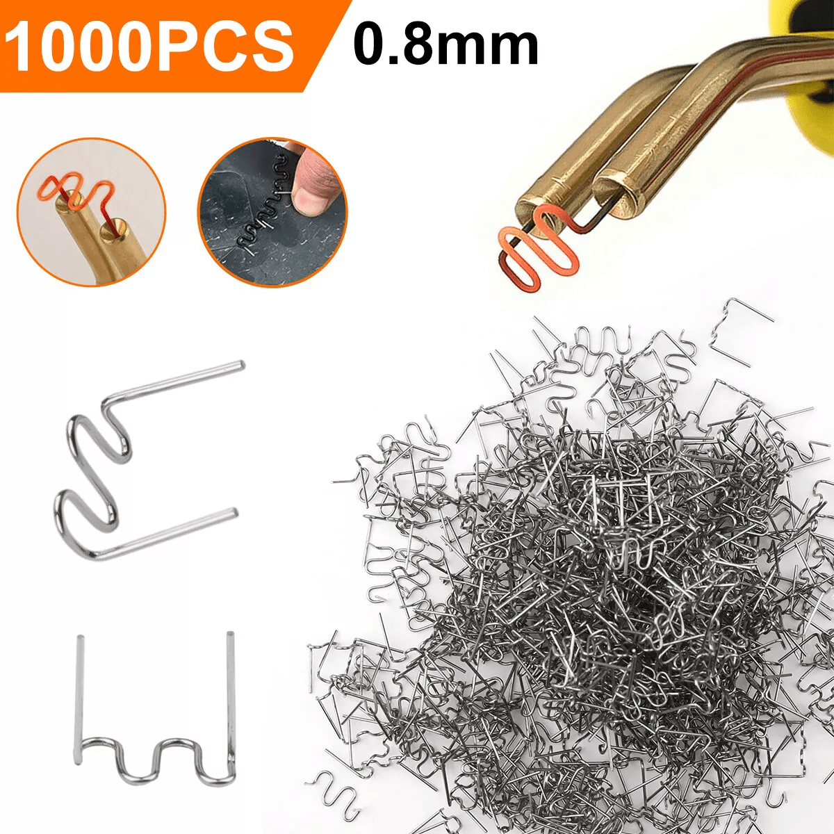 

1000pcs 0.8mm Hot Plastic Welding Wave Stapler For Car Bumper Repair Kit