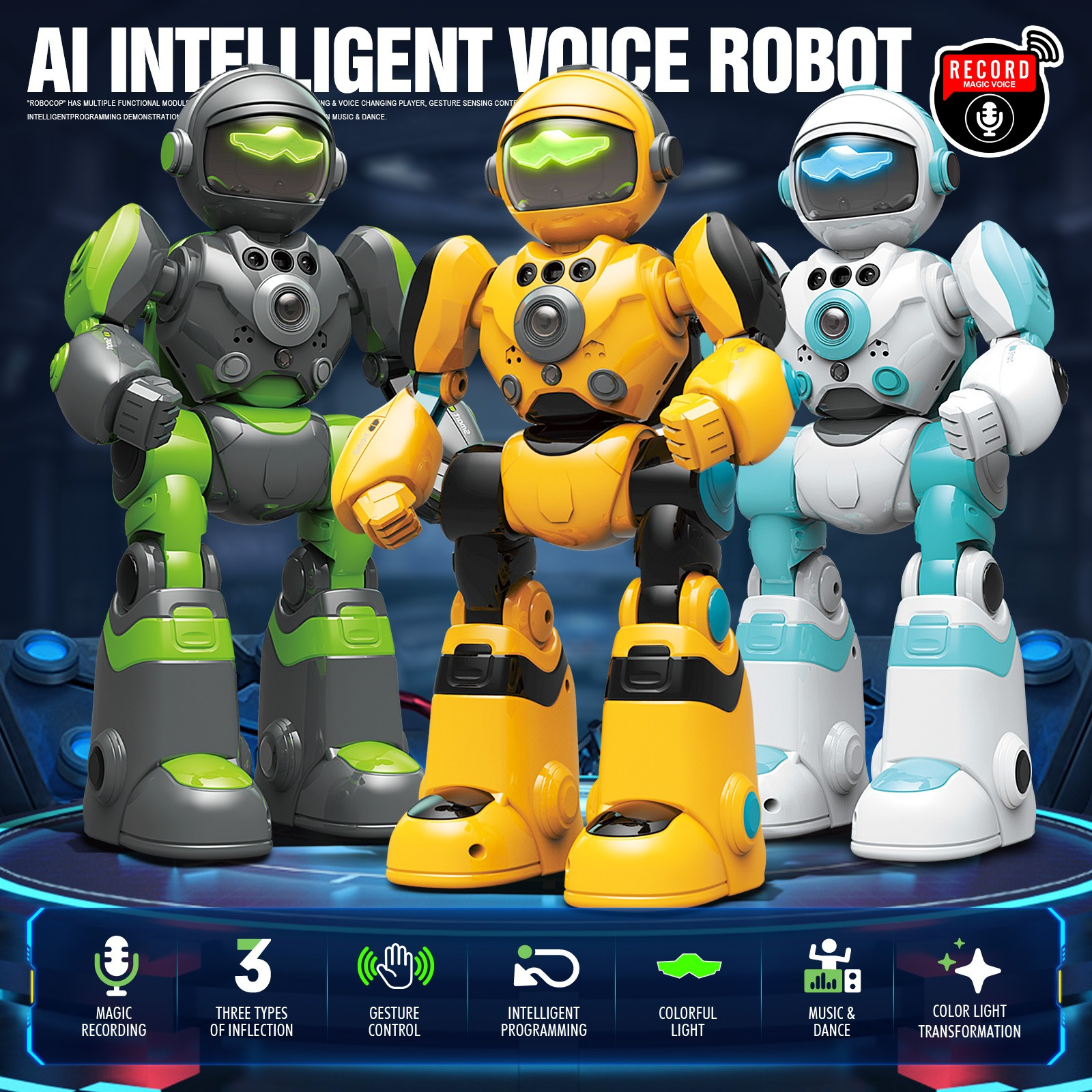 Remote Control Robot Toys RC Robots AI Voice Control Robot with Gesture Control Robo LED and Voice Interactive Intelligent Warriors as Christmas Gift for Kids