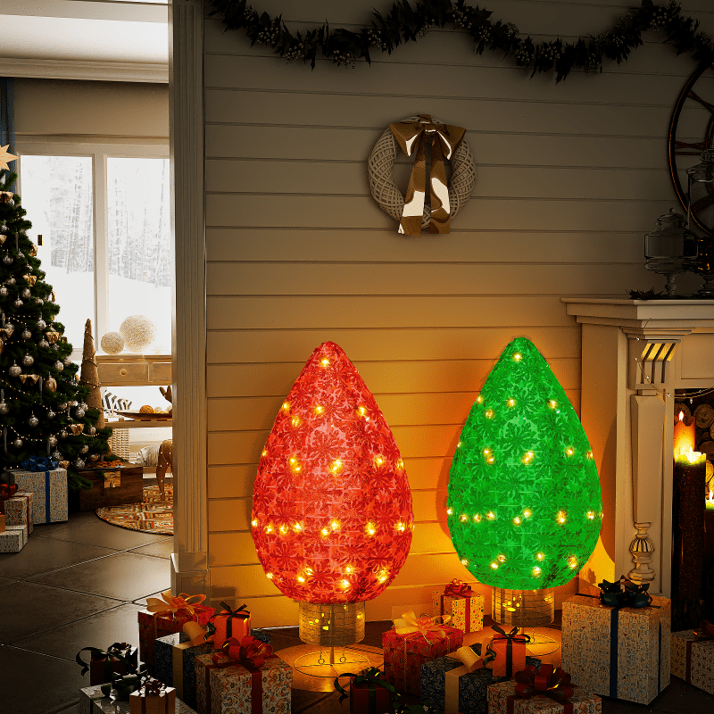 

Christmas Decoration Lanterns, Christmas , Red, Gold, , 200 Lcd Warm Light, Light Up Interior Decoration