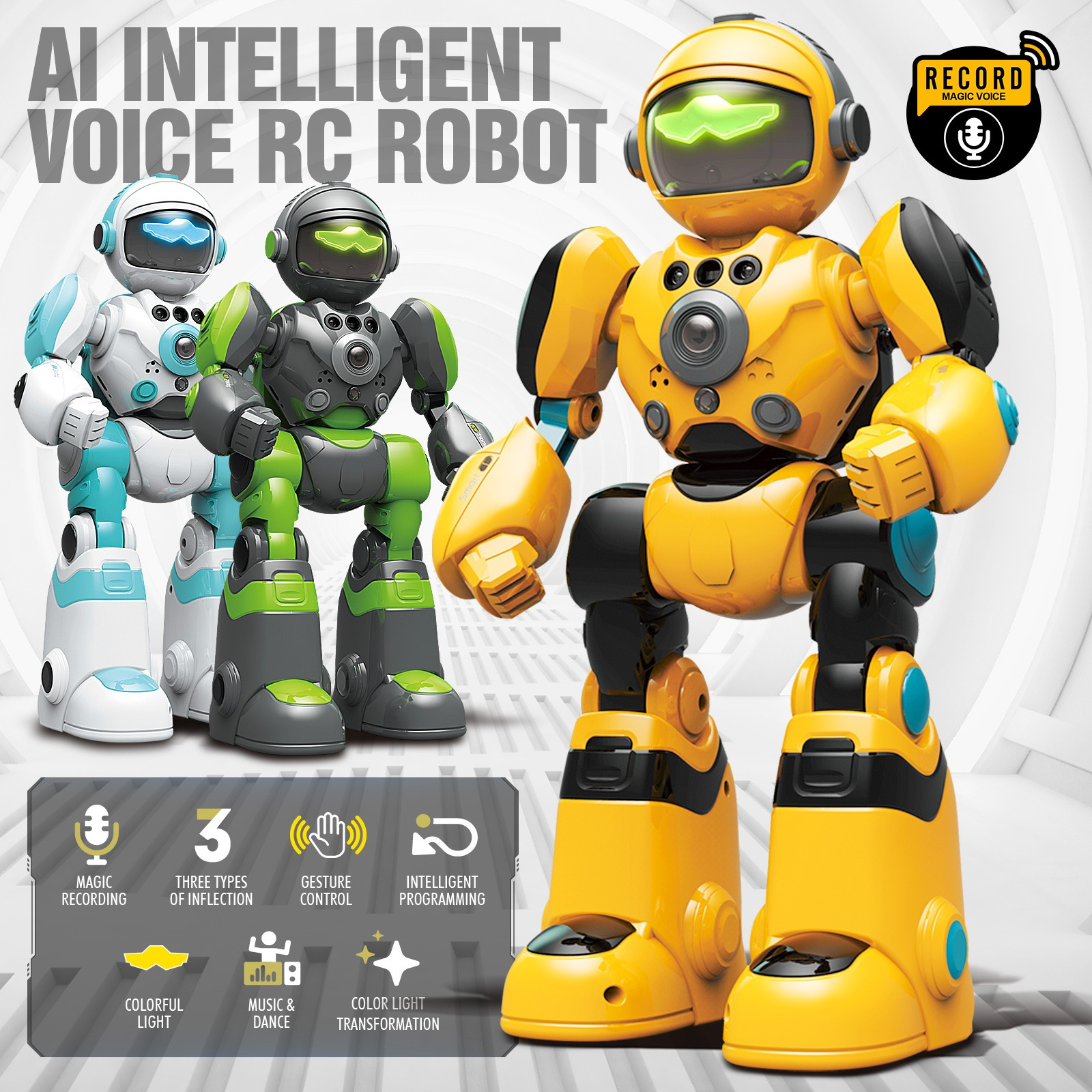 Remote Control Robot Toys RC Robots AI Voice Control Robot with Gesture Control Robo LED and Voice Interactive Intelligent Warriors as Christmas Gift for Kids