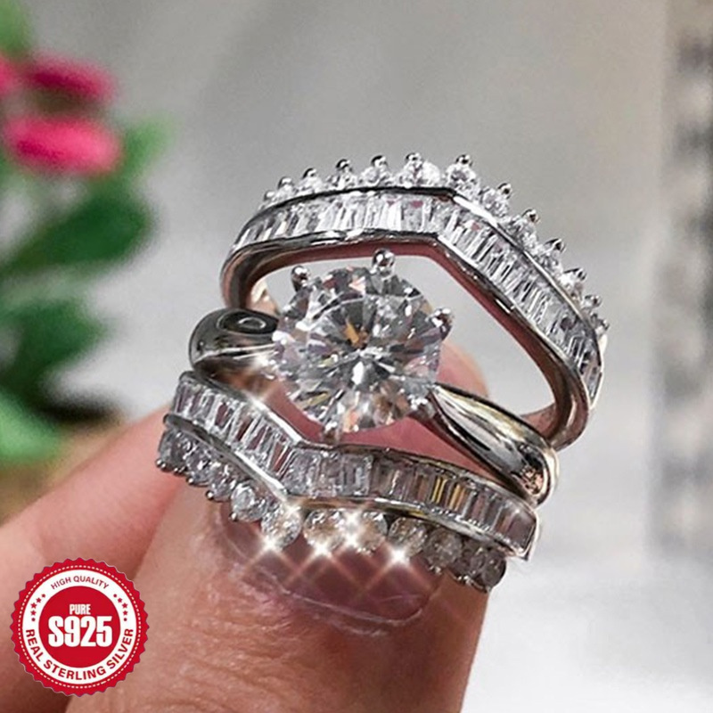 

925 New 3 /set Women's Set Men And Women Engagement , , Couple Set Jewelry Set