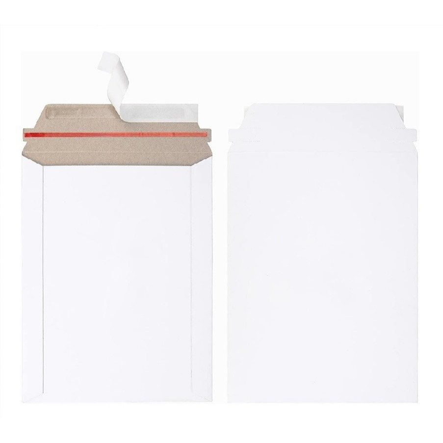 

Rigid Mailers 9x11.5 Inch. White Cardboard Envelopes With Sturdy Glue, Tear-off Strip. Rigid Cardboard Mailers. 450 Gsm Flat Mailers, Self Seal Photo Mailers