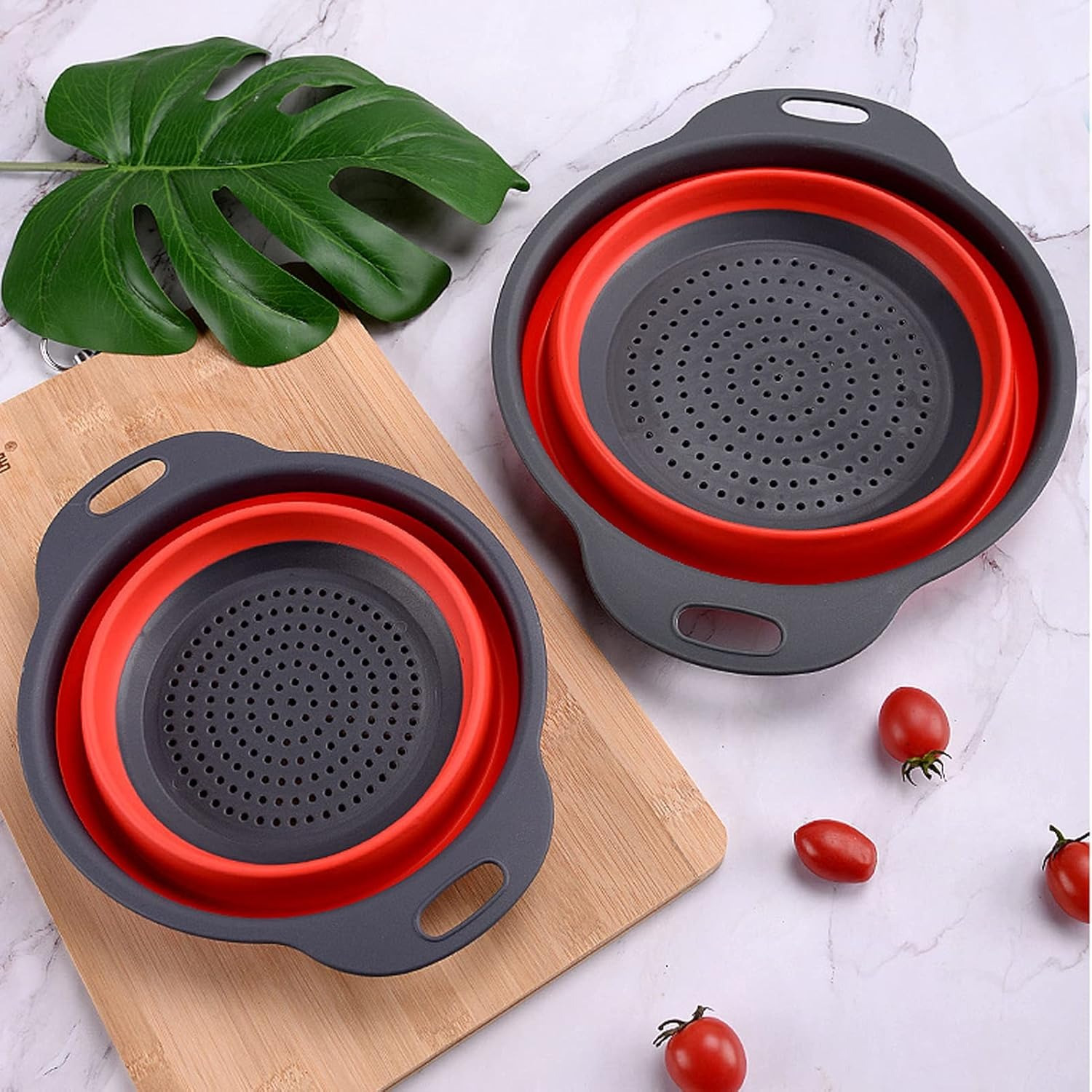 

2 Pcs Colander Round Retractable Drain Colander Set Vegetables Washing Strainer Draining Bowls For Draining Pasta And