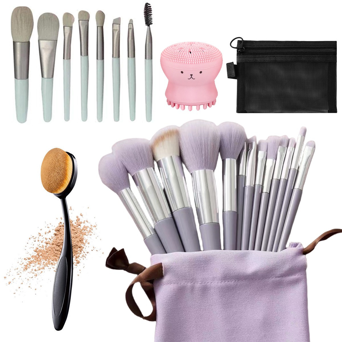 

Makeup Brushes 19- Makeup Set, Foundation , , Makeup Set (purple, 19- Set)