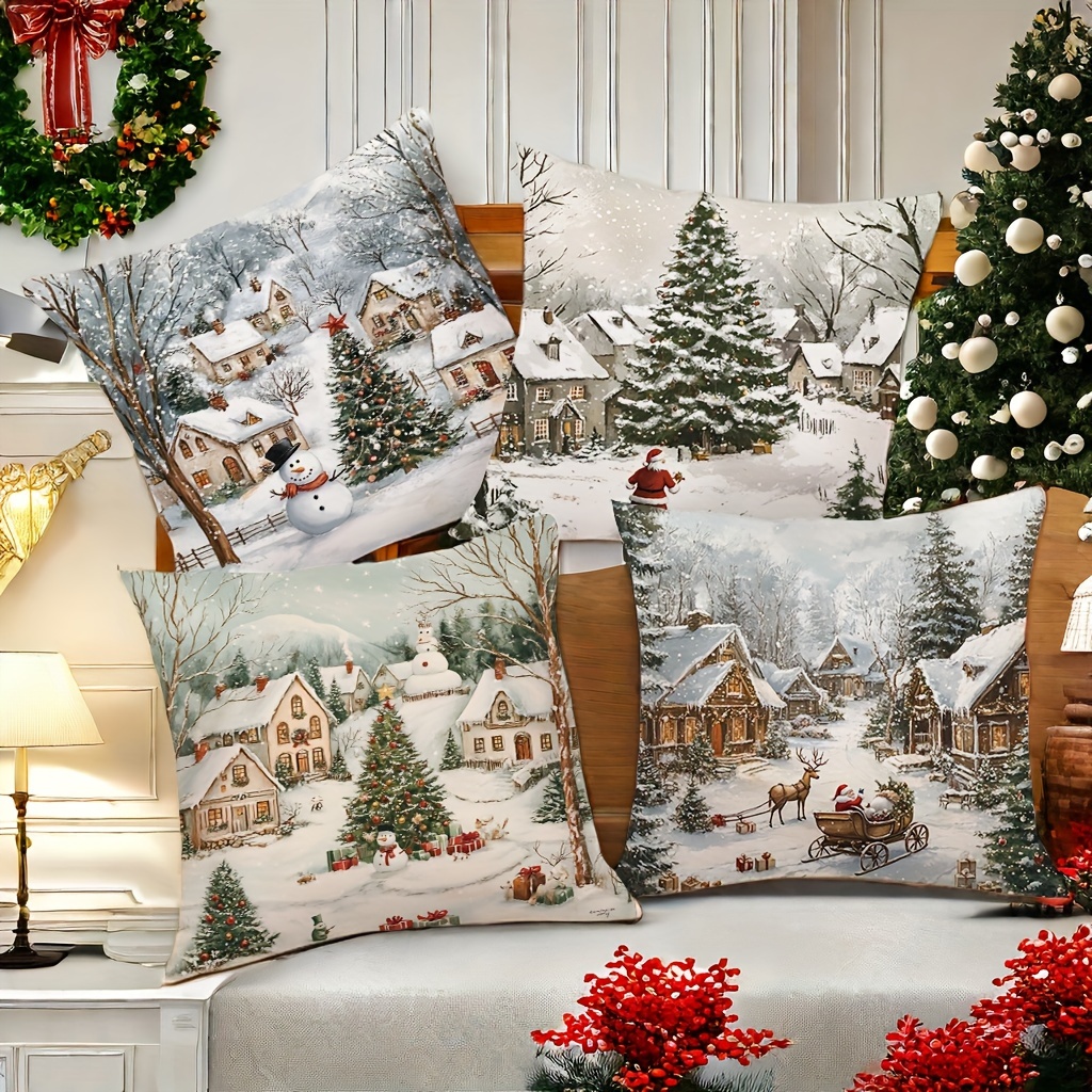 

4- Christmas Set, 18x18 Zip , Polyester For Sofa & Decor