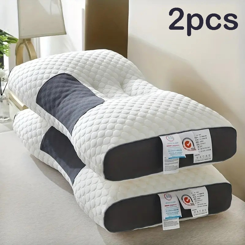 

2pcs Soft Knitted Neck Pillow - Adjustable Ergonomic Orthopedic Contour Support, High Quality Pillow ,for