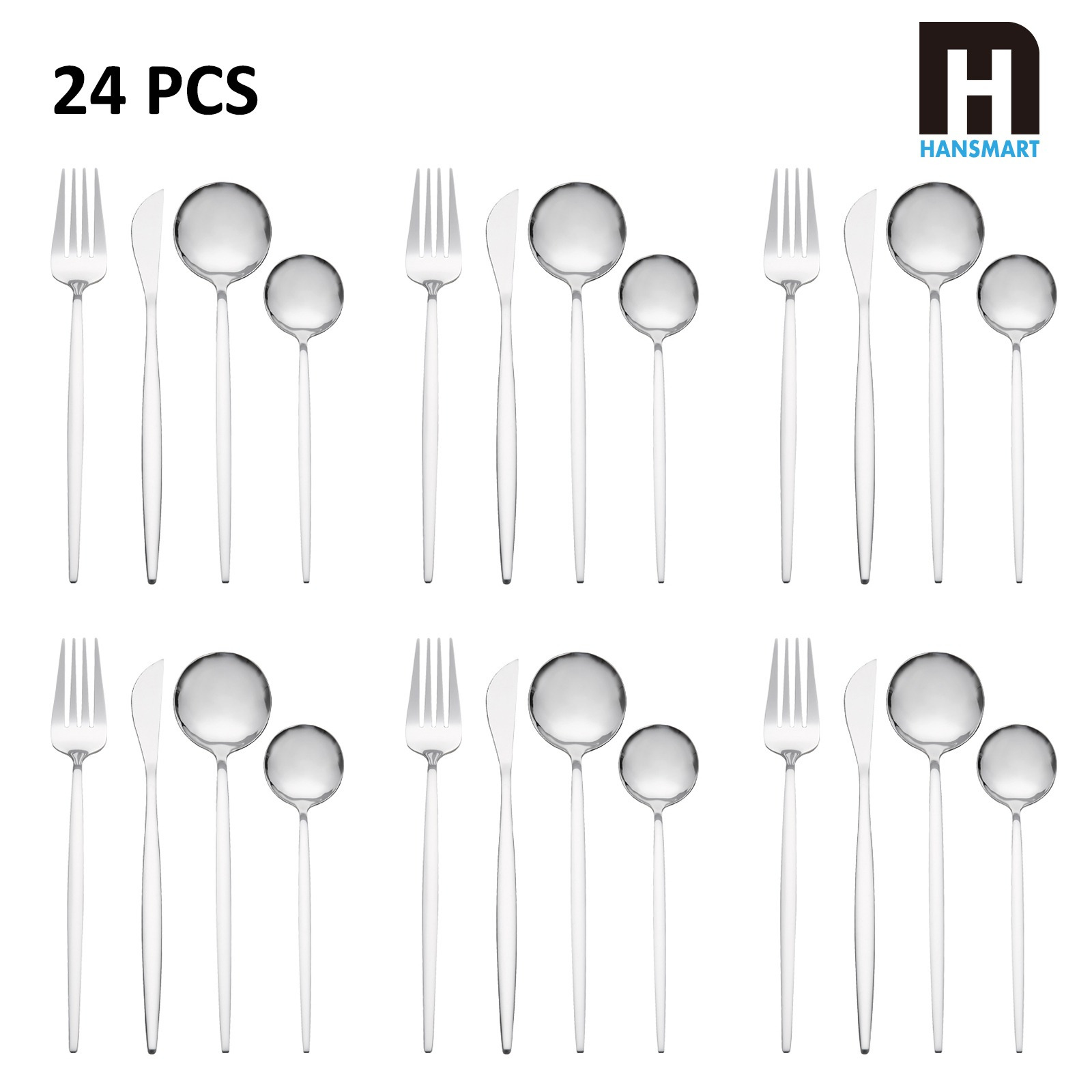 

24piece Christmas Flatware Set For 6 - Steel Silverware Set - Dishwasher Safe, Tableware Set For , & New