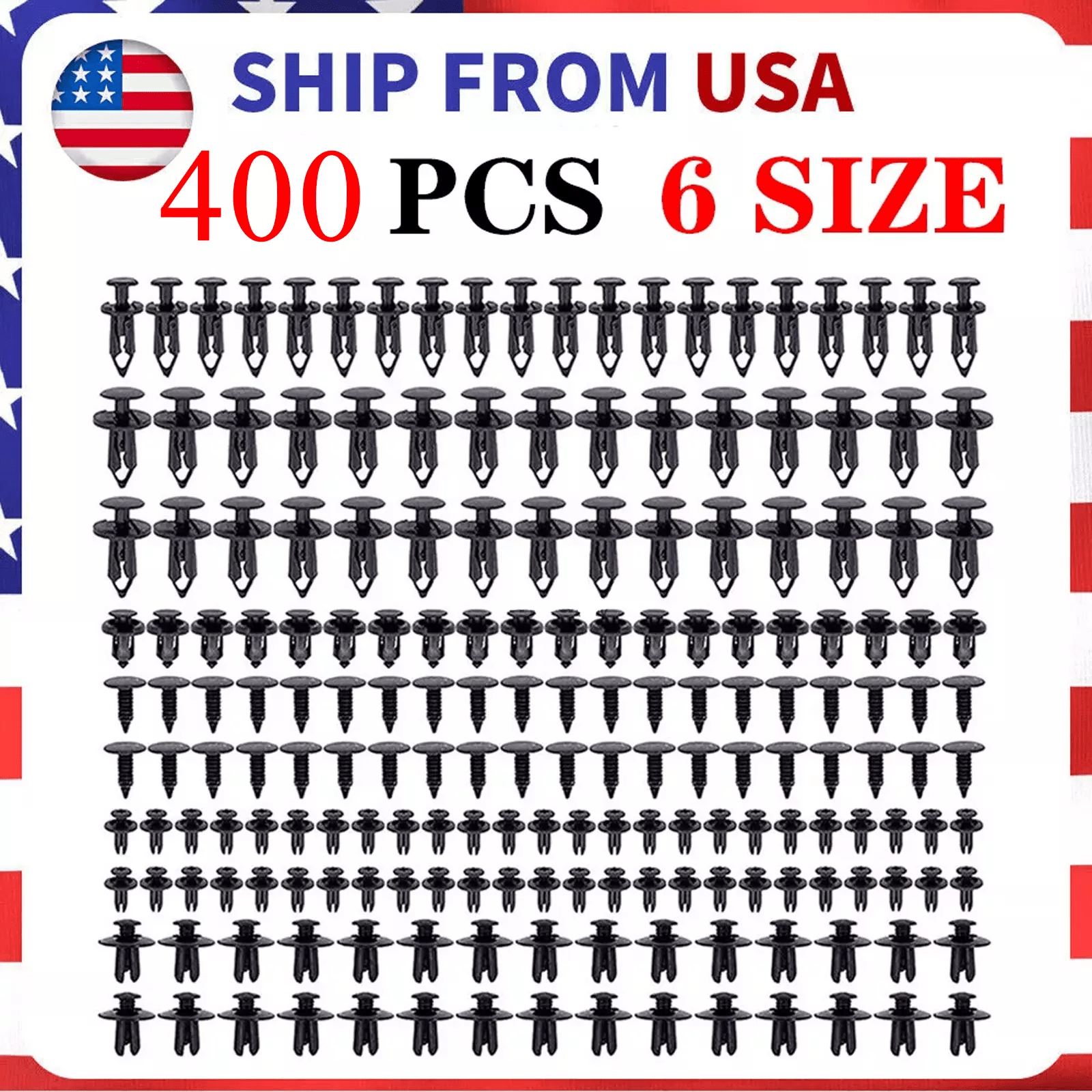 TEMU 400pcs Bumper Retainer Clips Car Plastic Rivets Fasteners Push Retainer Kit Most Popular 6 Sizes Pin Rivets Set -door Trim Panel Fender Clips For Gm Ford