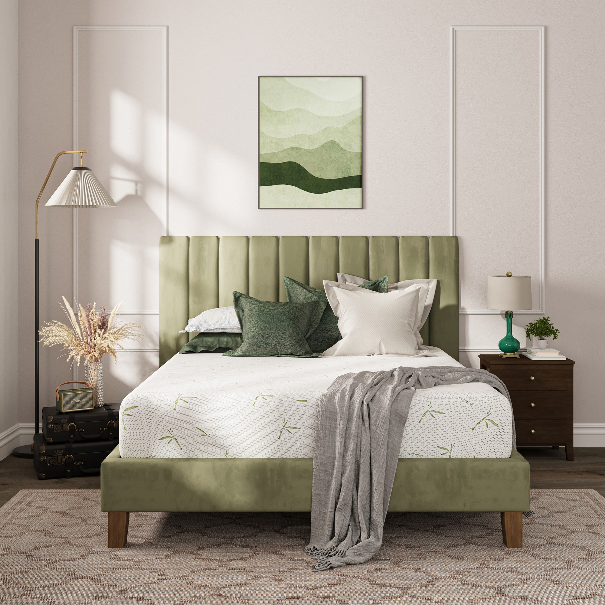 TEMU Dyonery 6/8/10 Lnch Memory Foam Mattress, Green Infused , Breathable Bamboo Cover, Twin Full Queen King Size