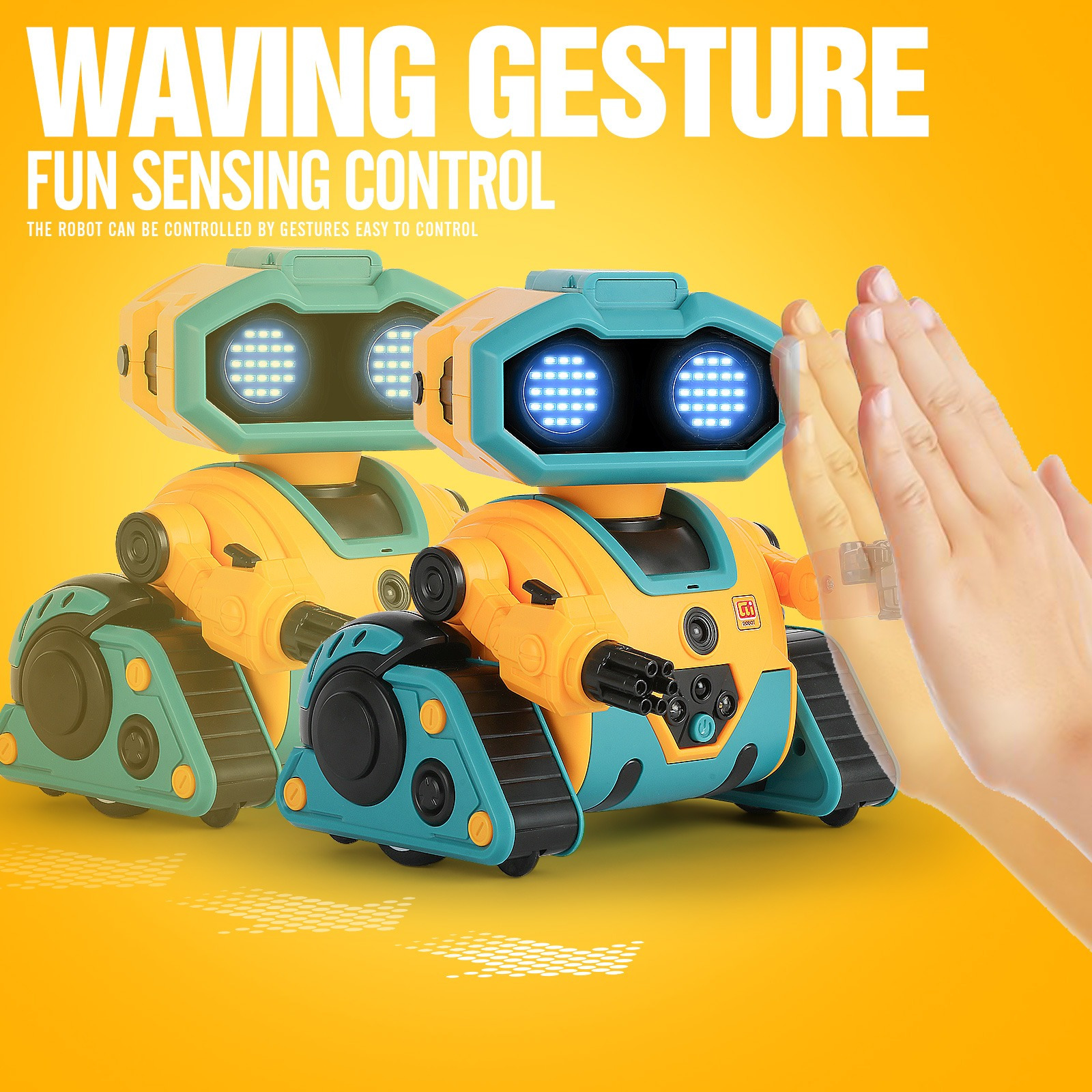 AI RC Robot for Kids with Gesture Induction Interactive Facial Expression Intelligent Remote Control Smart Robo with Magic Voice Record LED eyes Programming Touch Induction Robot Gift for Kids